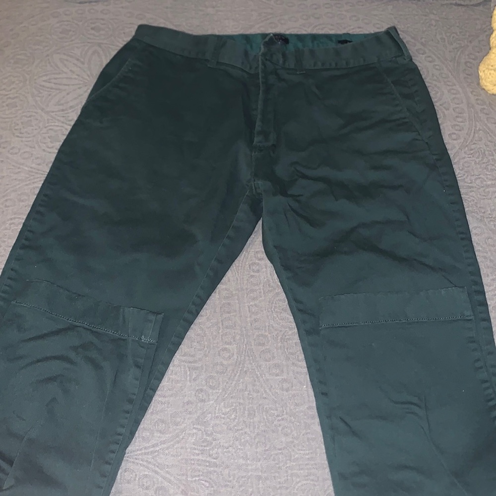 J. Crew Factory Dark Green Flex Slim Chinos Size 32/30
